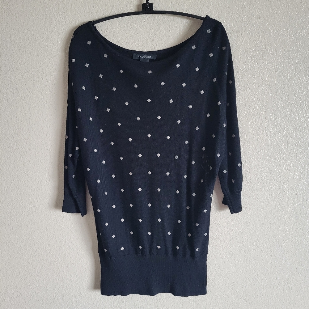 WHBM Black/Silver Diamond Crewneck Sweater Size XS